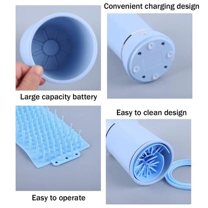 Electric Portable Dog Paw Washer - Automatic Pet Cleaner & Massager for Small to Medium Dogs and Cats - USB Rechargeable